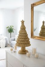 Decoration MagicHome Christmas, tree, polyresin, gold, 11x15.5x31 cm