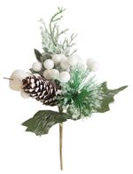 Ág MagicHome Karácsony, tobozzal, fehér, 21 cm