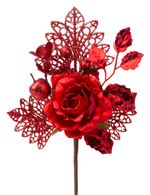 Branch MagicHome Christmas, with rose, red, 25.5 cm