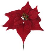 Kvet MagicHome Vianoce Poinsettia, so štipcom, červený, veľkosť kvetu: 25 cm, dĺžka kvetu: 26 cm, bal. 6 ks
