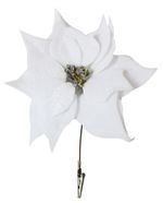 Kvet MagicHome Vianoce Poinsettia, so štipcom, biely, veľkosť kvetu: 25 cm, dĺžka kvetu: 26 cm, bal. 6 ks