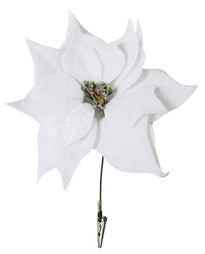 Kvet MagicHome Vianoce Poinsettia, so štipcom, biely, veľkosť kvetu: 25 cm, dĺžka kvetu: 26 cm, bal. 6 ks
