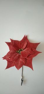 Decoration Flower Poinsettia, with clip, pink, 25x26cm, bal. 6 pcs