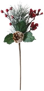 Ág MagicHome Karácsony, csipkebogyóval, piros, 38 cm