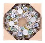 Veniec MagicHome Vianoce, prírodný, adventný, modrý, sivé hroty, 38 cm