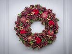 Garland MagicHome, natural, gold spikes, 38 cm, red, Advent