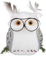 Owl MagicHome, 13x16x15 cm, white, fluffy