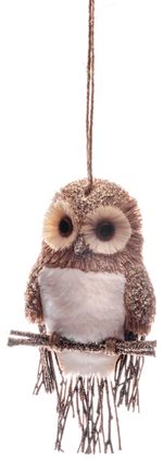 Sova MagicHome Vianoce, hnedá, 21 cm, závesná