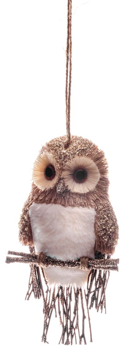 Sova MagicHome Vianoce, hnedá, 21 cm, závesná