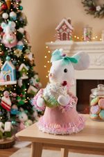Dekorácia MagicHome Vianoce Candy Line, myška, ružová, 27 cm