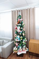 MagicHome Candy Line karácsonyi dekoráció, rózsaszín egér, 27 cm