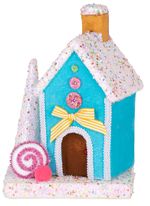 Decoration MagicHome Christmas Candy Line, House, blue, 19x27 cm