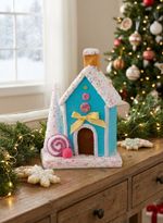 Dekorácia MagicHome Vianoce Candy Line, domček, modrý, 19x27 cm
