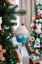 Decoration MagicHome Christmas Candy Line, muffin, blue, hanging, 7x7x11 cm