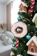 Dekorácia MagicHome Vianoce Candy Line, donut, hnedý, závesný, 13 cm