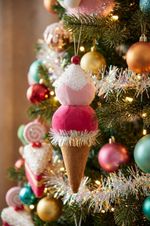 Dekorácia MagicHome Vianoce Candy Line, zmrzlina, červená, závesná, 16 cm