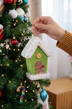 Dekorácia MagicHome Vianoce Candy Line, domček, zelený, závesný, 11x16 cm