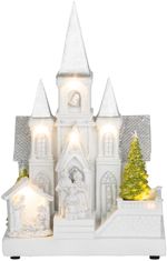 Decoration MagicHome Christmas, Church with nativity scene, 6 LED white, 3xAA, indoor, 17x13x25 cm