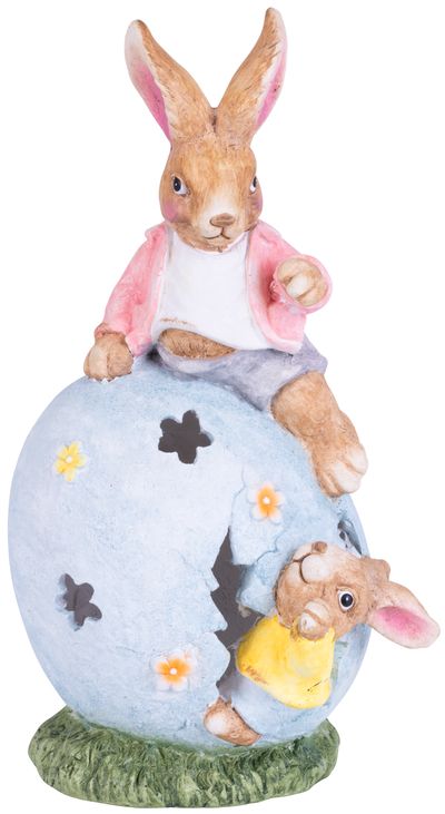 Decoration Gecco 2418, Rabbit with house, magnesium, 26x20x45 cm