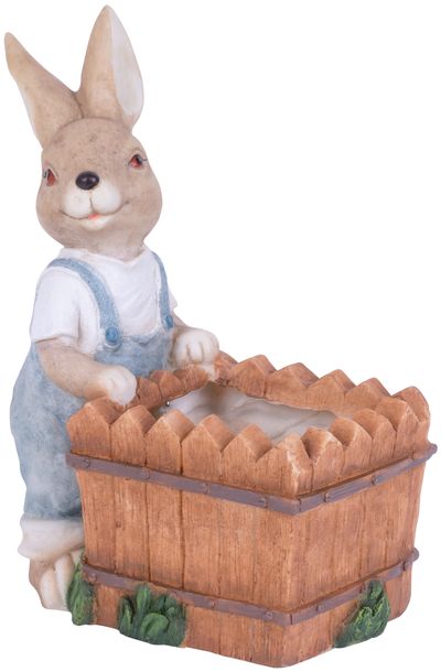 Decoration Gecco 1009, Hare with flowerpot, magnesium, 36x19x42 cm