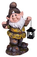 Dekoráció MagicHome Gecco, Törpe lámpással, magnézia, 25x20x45 cm