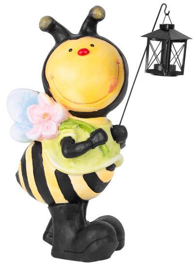 Decoration Gecco 8520, Bee with lantern, magnesium, 24x21x50 cm