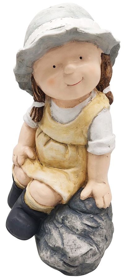 Decoration Gecco 7425, Girl on stone, magnesium, 29x21x42 cm