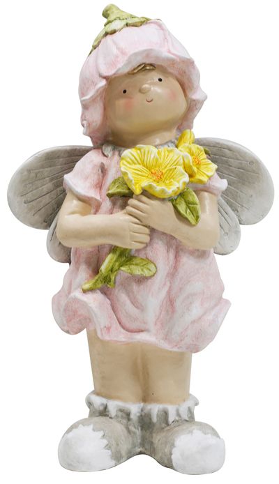 Decoration Gecco 9012, Angel with flowers, magnesium, 33x20x54 cm