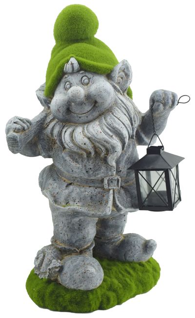 Decoration Gecco 918, Dwarf with a lamp, magnesium, 25x20x45 cm