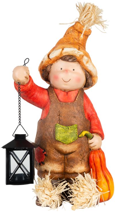 Decoration MagicHome Nature, Boy with a lamp, ceramics, 23,50x16x40,50 cm