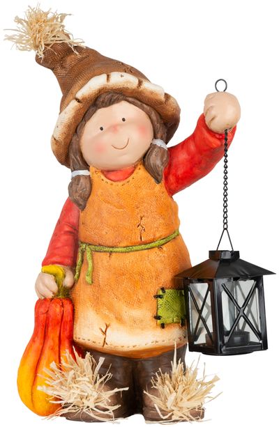 Decoration MagicHome Nature, Little girl with a lantern, ceramics, 23,50x16x40,50 cm