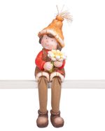 Decoration MagicHome Nature, Boy Sitting with Flower, ceramic, 17x16.5x32 cm