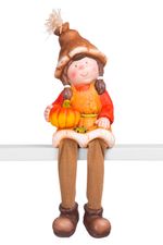 Decoration MagicHome Nature, Girl Sitting with Small Pumpkin, ceramic, 17x16.5x32 cm