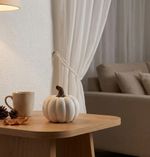 Decoration MagicHome Nature, Pumpkin, white, terracotta, 7.5x7.5x10 cm