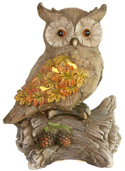 Decoration MagicHome Nature, Owl sitting on a trunk, ceramics, 31x21x42 cm