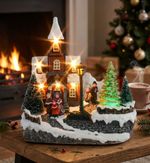 Dekoráció MagicHome Karácsony, templom, 8 LED színváltós, dallamokkal, 3xAA, beltéri, 21x14,50x20,80