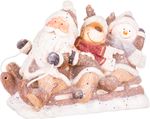 Decoration MagicHome Christmas, Santa, reindeer and snowman on sleigh, ceramic, 45x23x34.50 cm