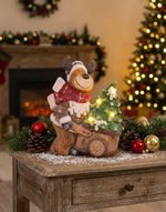 Decoration MagicHome Christmas, Small reindeer with cart, 4 LED, 3xAA, ceramic, 33.50x24x43 cm