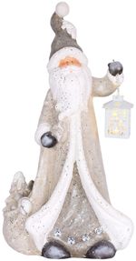 Decoration MagicHome Christmas, Santa with lantern, 1 LED, 2xAAA, ceramic, 34x21x65 cm