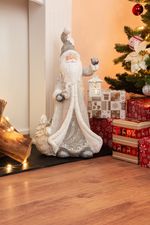 Decoration MagicHome Christmas, Santa with lantern, 1 LED, 2xAAA, ceramic, 34x21x65 cm