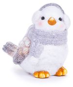 Decoration MagicHome Christmas, Male bird, gray scarf, terracotta, 13,80x9x12,80 cm