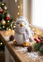 Decoration MagicHome Christmas, Female Bird, grey scarf, terracotta, 13.80x9x12.80 cm