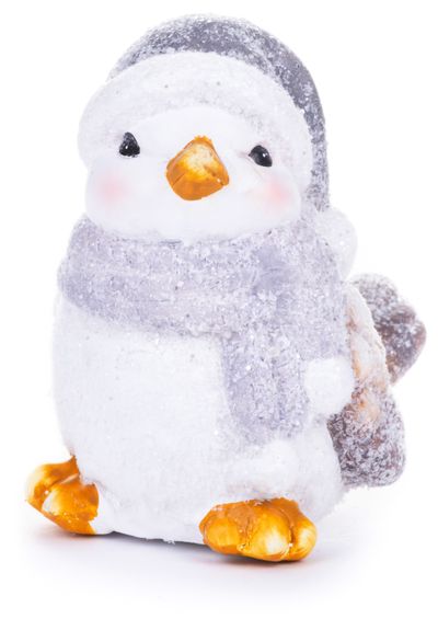 Decoration MagicHome Christmas, Female bird, gray scarf, terracotta, 13,80x9x12,80 cm