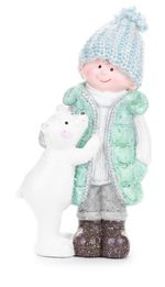 Figurine MagicHome Christmas, Boy with teddy bear, ceramic, 12.5x7x22 cm