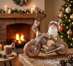 Decoration MagicHome Christmas, Santa on motorcycle, retro, ceramic, 47x18.5x34 cm