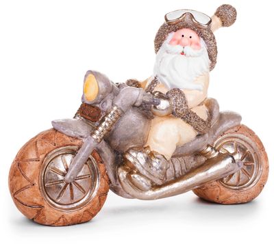 Decoration MagicHome Christmas, Santa on motorcycle, ceramics, 47x18,5x34 cm