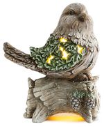 Decoration MagicHome Christmas, Titmouse on a trunk, 9 LED, 3xAAA, ceramics, 22x21,50x40 cm