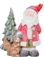 Decoration MagicHome Christmas, Santa with squirrel and tree, 1 LED, 2xAAA, ceramic, 35.50x20x46 cm