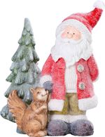 Decoration MagicHome Christmas, Santa with a squirrel and a Christmas tree, 1 LED, 2xAAA, ceramics,