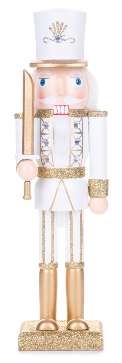 Postavička MagicHome Vianoce Woodeco, Luskáčik, zlatá, drevo, 25 cm